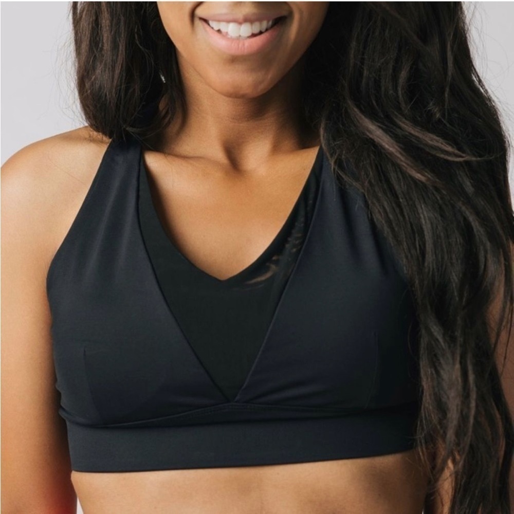 Zyia Active Sports Bra Black Adjustable Mesh Removable Pads Convertible